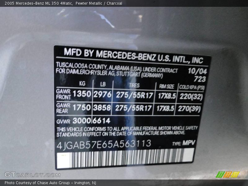Pewter Metallic / Charcoal 2005 Mercedes-Benz ML 350 4Matic