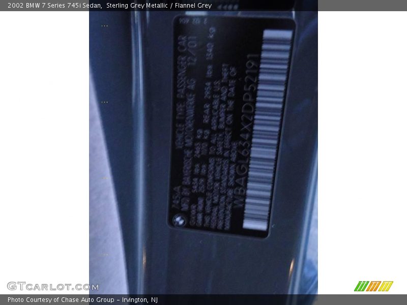 Sterling Grey Metallic / Flannel Grey 2002 BMW 7 Series 745i Sedan