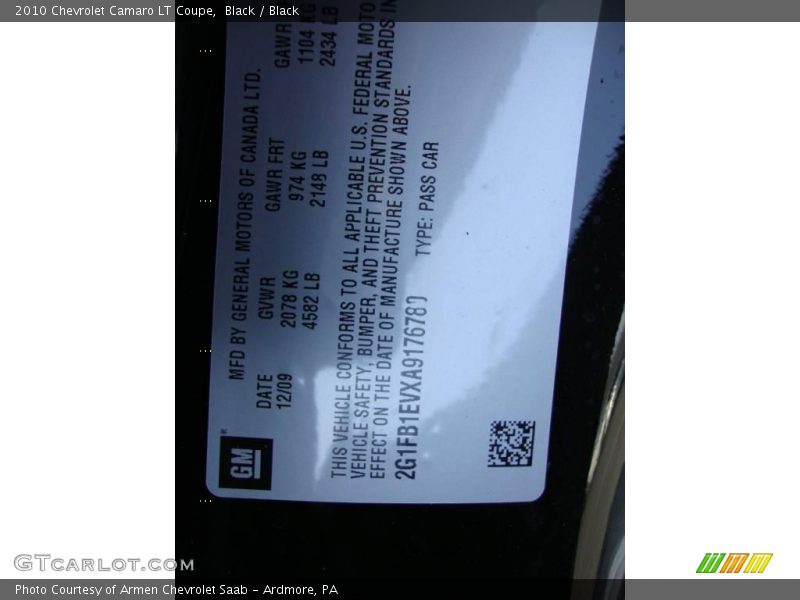 Black / Black 2010 Chevrolet Camaro LT Coupe