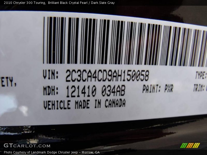 Brilliant Black Crystal Pearl / Dark Slate Gray 2010 Chrysler 300 Touring