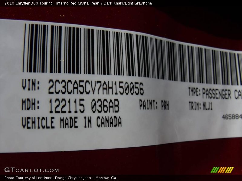 Inferno Red Crystal Pearl / Dark Khaki/Light Graystone 2010 Chrysler 300 Touring