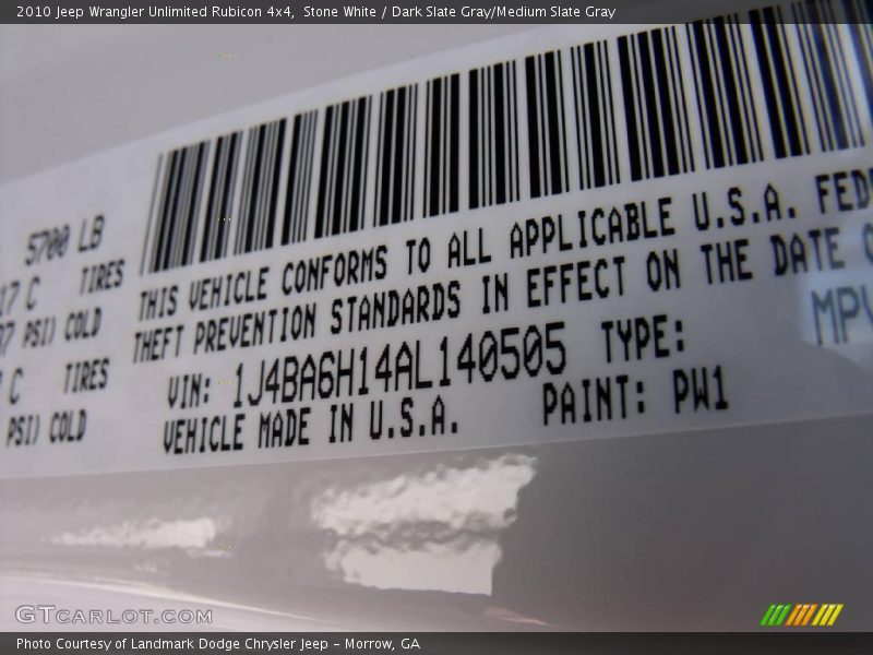 Stone White / Dark Slate Gray/Medium Slate Gray 2010 Jeep Wrangler Unlimited Rubicon 4x4