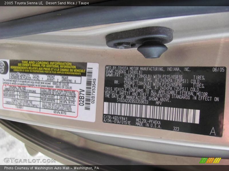 Desert Sand Mica / Taupe 2005 Toyota Sienna LE