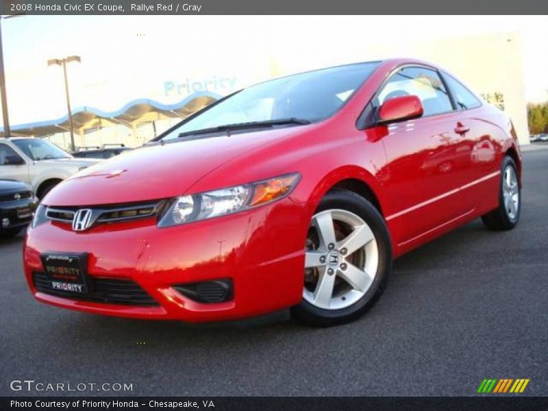 Rallye Red / Gray 2008 Honda Civic EX Coupe