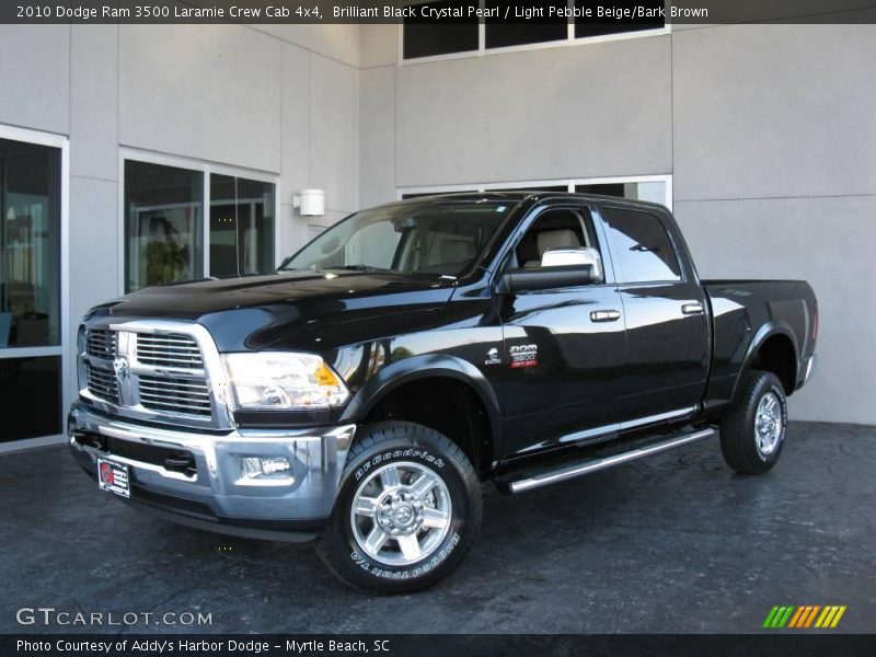 Brilliant Black Crystal Pearl / Light Pebble Beige/Bark Brown 2010 Dodge Ram 3500 Laramie Crew Cab 4x4