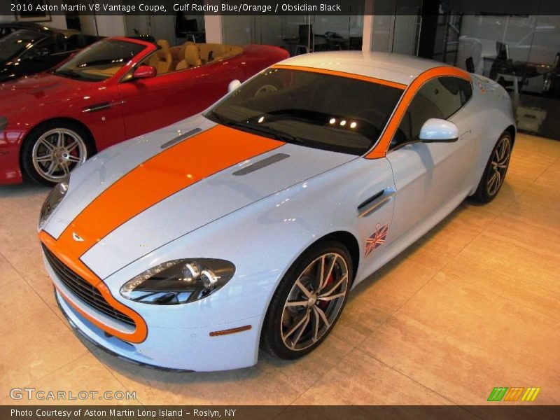 Gulf Racing Blue/Orange / Obsidian Black 2010 Aston Martin V8 Vantage Coupe