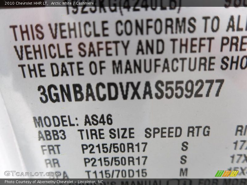 Arctic White / Cashmere 2010 Chevrolet HHR LT