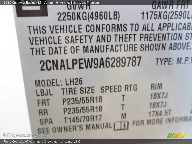 Summit White / Jet Black/Light Titanium 2010 Chevrolet Equinox LT