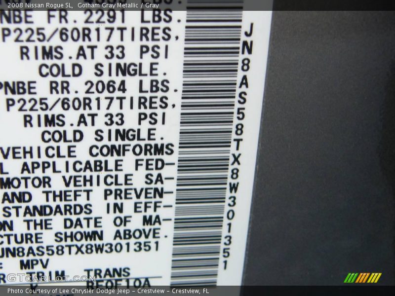 Gotham Gray Metallic / Gray 2008 Nissan Rogue SL
