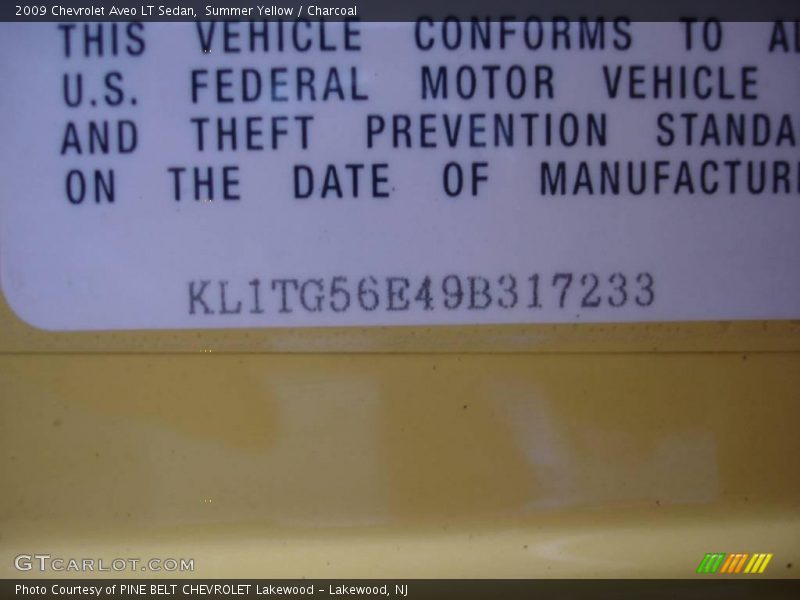 Summer Yellow / Charcoal 2009 Chevrolet Aveo LT Sedan