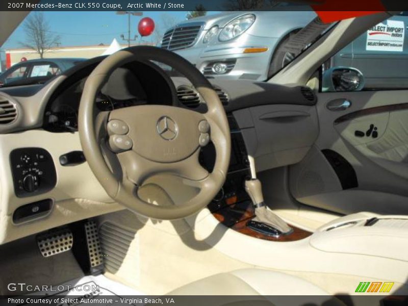 Arctic White / Stone 2007 Mercedes-Benz CLK 550 Coupe