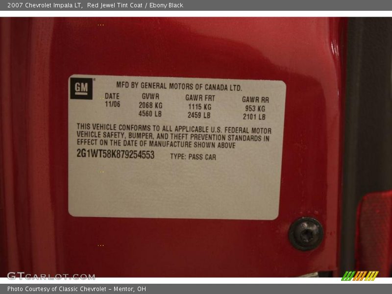 Red Jewel Tint Coat / Ebony Black 2007 Chevrolet Impala LT