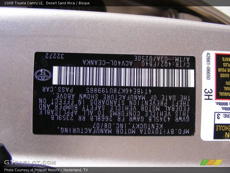 Desert Sand Mica / Bisque 2008 Toyota Camry LE