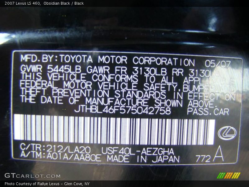 Obsidian Black / Black 2007 Lexus LS 460