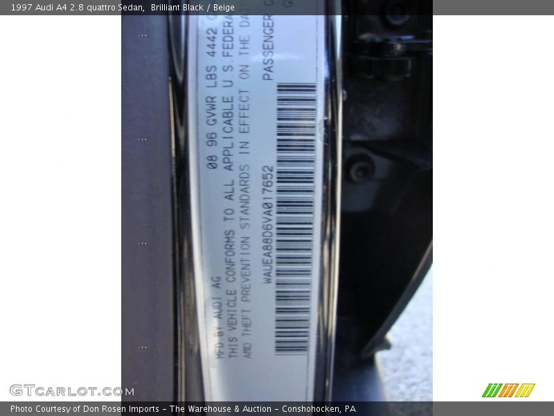 Brilliant Black / Beige 1997 Audi A4 2.8 quattro Sedan