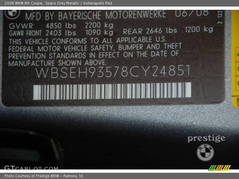 Space Grey Metallic / Indianapolis Red 2008 BMW M6 Coupe