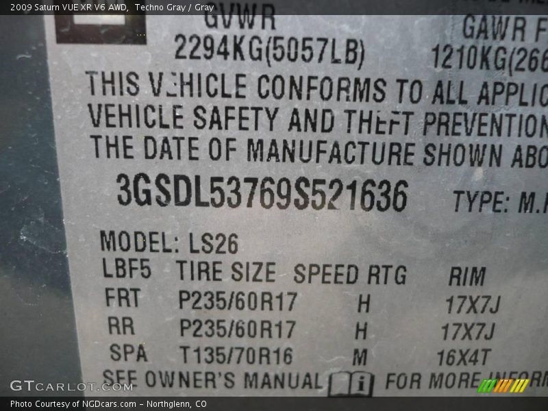Techno Gray / Gray 2009 Saturn VUE XR V6 AWD