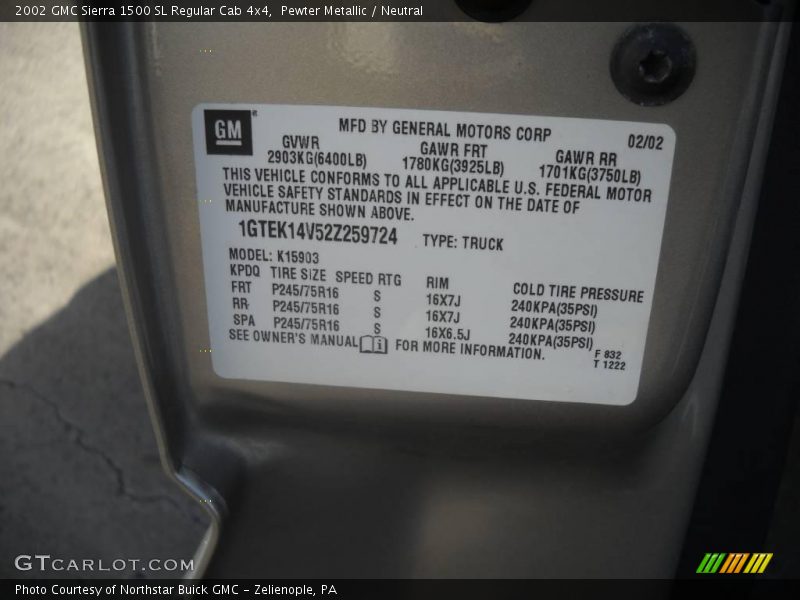 Pewter Metallic / Neutral 2002 GMC Sierra 1500 SL Regular Cab 4x4