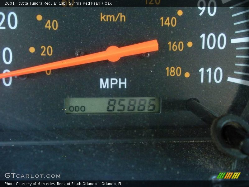 Sunfire Red Pearl / Oak 2001 Toyota Tundra Regular Cab