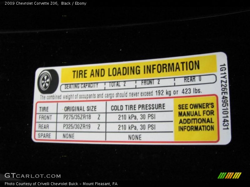 Black / Ebony 2009 Chevrolet Corvette Z06