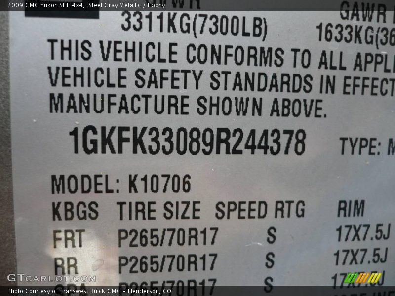 Steel Gray Metallic / Ebony 2009 GMC Yukon SLT 4x4