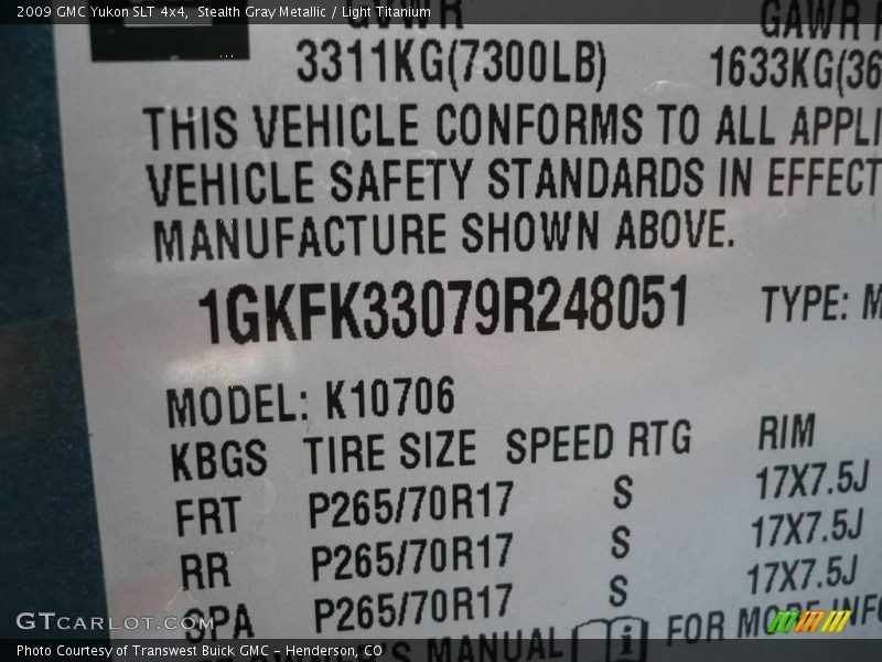 Stealth Gray Metallic / Light Titanium 2009 GMC Yukon SLT 4x4