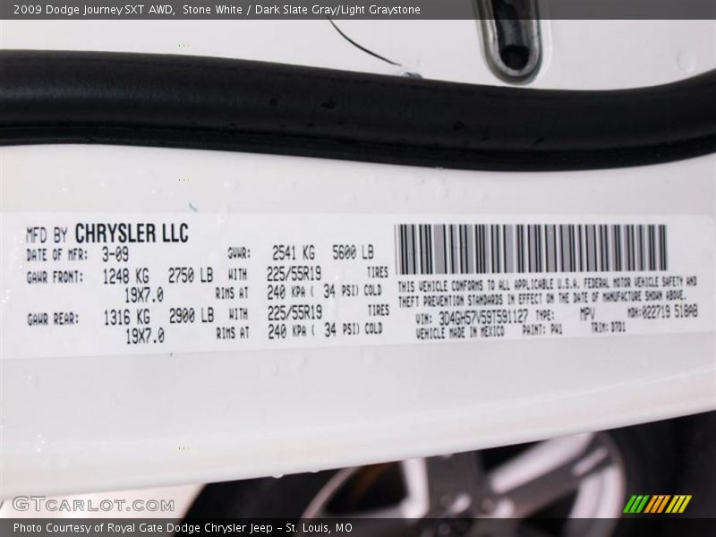 Stone White / Dark Slate Gray/Light Graystone 2009 Dodge Journey SXT AWD