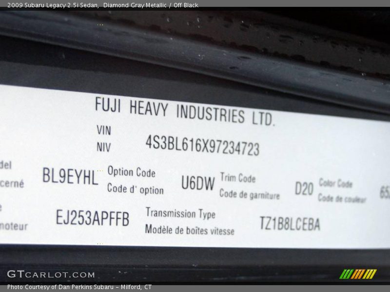 Diamond Gray Metallic / Off Black 2009 Subaru Legacy 2.5i Sedan