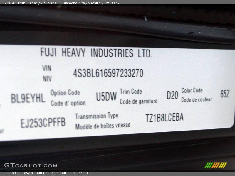 Diamond Gray Metallic / Off Black 2009 Subaru Legacy 2.5i Sedan