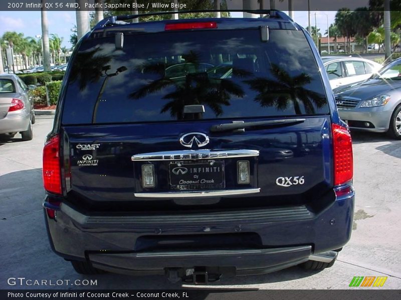 Pacific Sapphire Blue / Willow Beige 2007 Infiniti QX 56 4WD