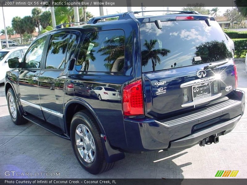 Pacific Sapphire Blue / Willow Beige 2007 Infiniti QX 56 4WD