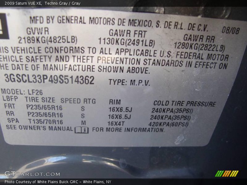 Techno Gray / Gray 2009 Saturn VUE XE