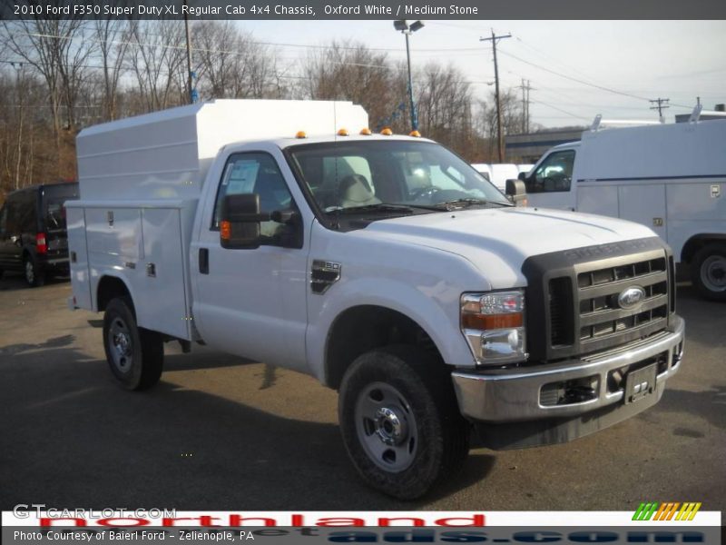 Oxford White / Medium Stone 2010 Ford F350 Super Duty XL Regular Cab 4x4 Chassis
