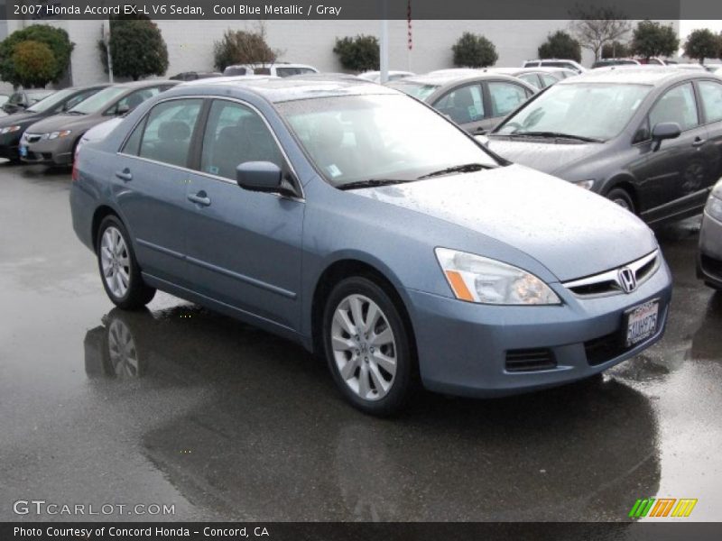 Cool Blue Metallic / Gray 2007 Honda Accord EX-L V6 Sedan