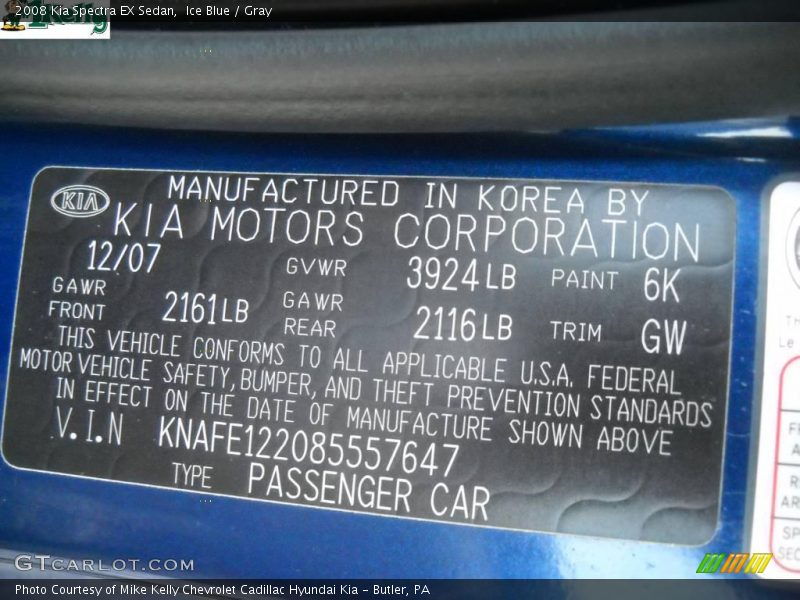 Ice Blue / Gray 2008 Kia Spectra EX Sedan