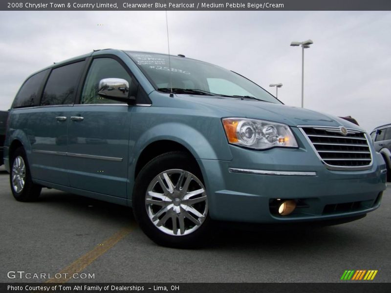 Clearwater Blue Pearlcoat / Medium Pebble Beige/Cream 2008 Chrysler Town & Country Limited