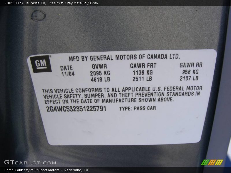 Steelmist Gray Metallic / Gray 2005 Buick LaCrosse CX