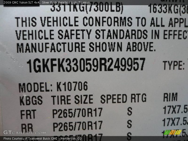 Silver Birch Metallic / Light Titanium 2009 GMC Yukon SLT 4x4