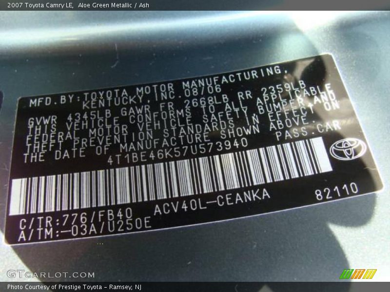 Aloe Green Metallic / Ash 2007 Toyota Camry LE