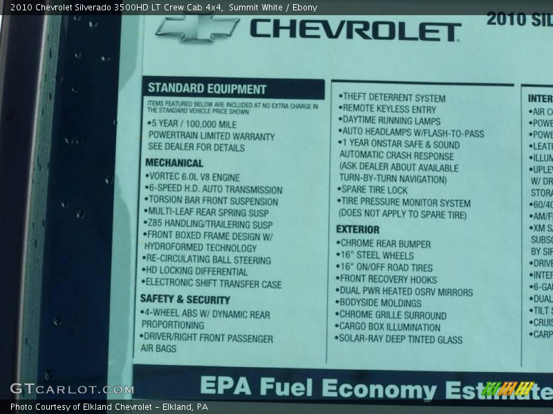 Summit White / Ebony 2010 Chevrolet Silverado 3500HD LT Crew Cab 4x4
