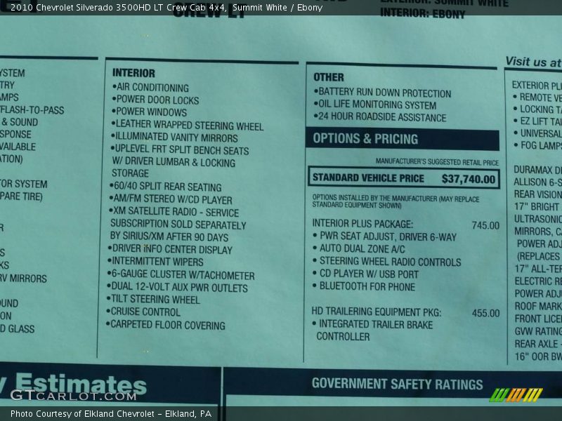 Summit White / Ebony 2010 Chevrolet Silverado 3500HD LT Crew Cab 4x4
