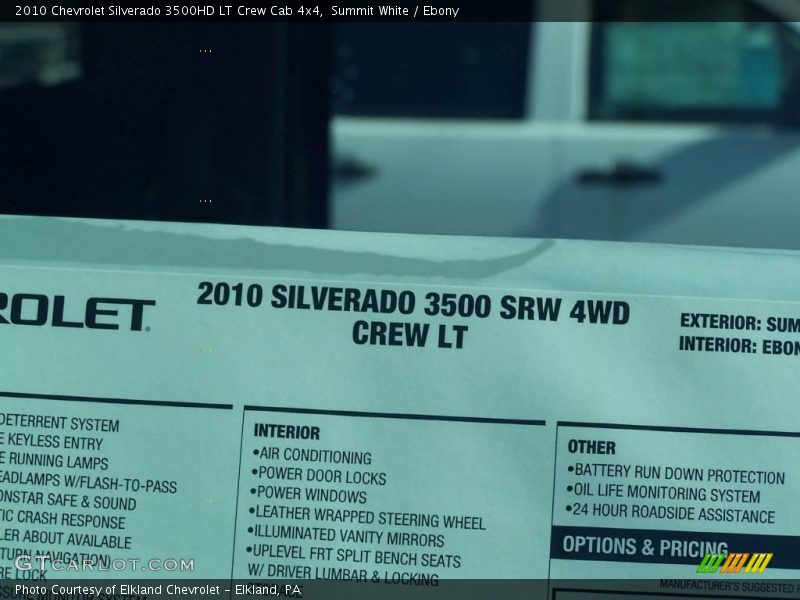 Summit White / Ebony 2010 Chevrolet Silverado 3500HD LT Crew Cab 4x4