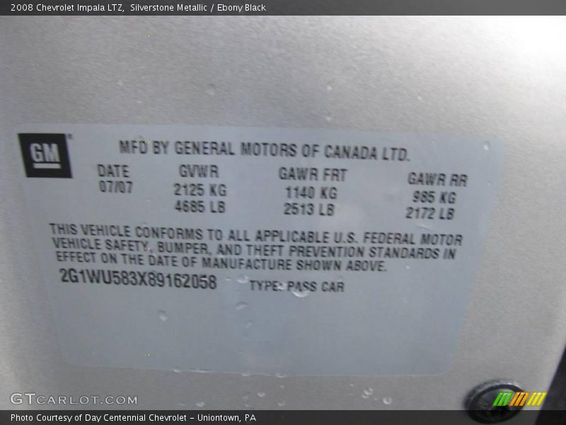 Silverstone Metallic / Ebony Black 2008 Chevrolet Impala LTZ