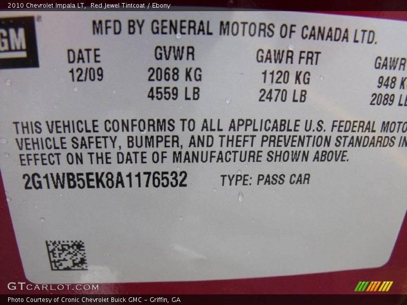 Red Jewel Tintcoat / Ebony 2010 Chevrolet Impala LT