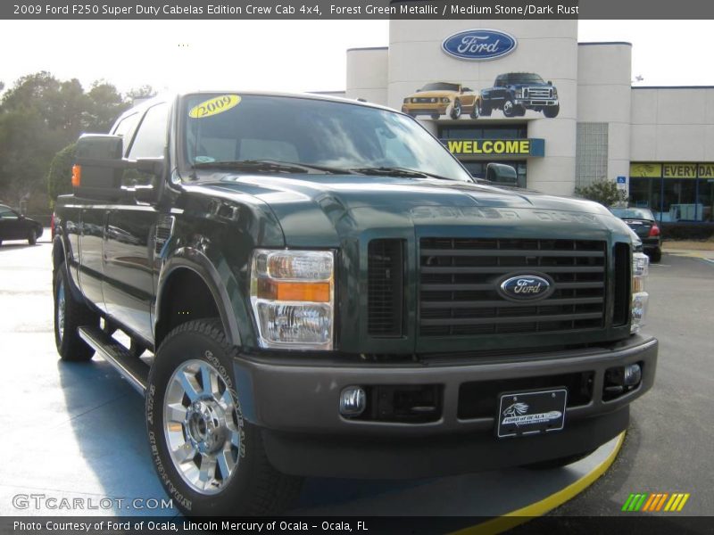 Forest Green Metallic / Medium Stone/Dark Rust 2009 Ford F250 Super Duty Cabelas Edition Crew Cab 4x4