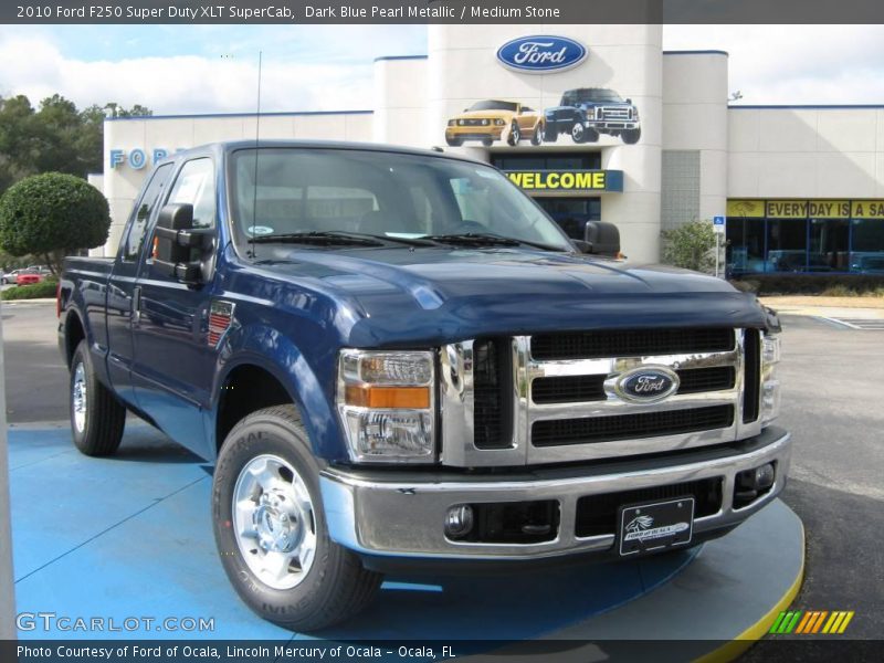Dark Blue Pearl Metallic / Medium Stone 2010 Ford F250 Super Duty XLT SuperCab