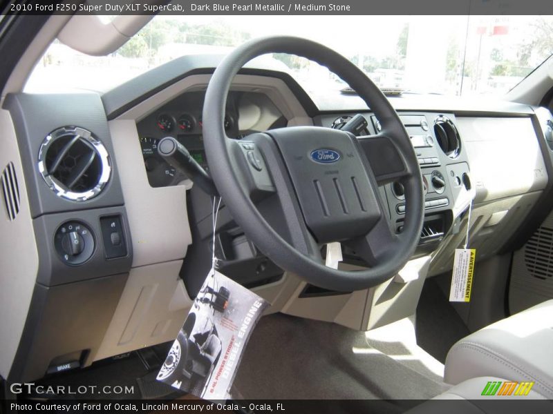 Dark Blue Pearl Metallic / Medium Stone 2010 Ford F250 Super Duty XLT SuperCab