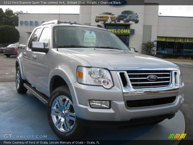 Brilliant Silver Metallic / Charcoal Black 2010 Ford Explorer Sport Trac Limited 4x4