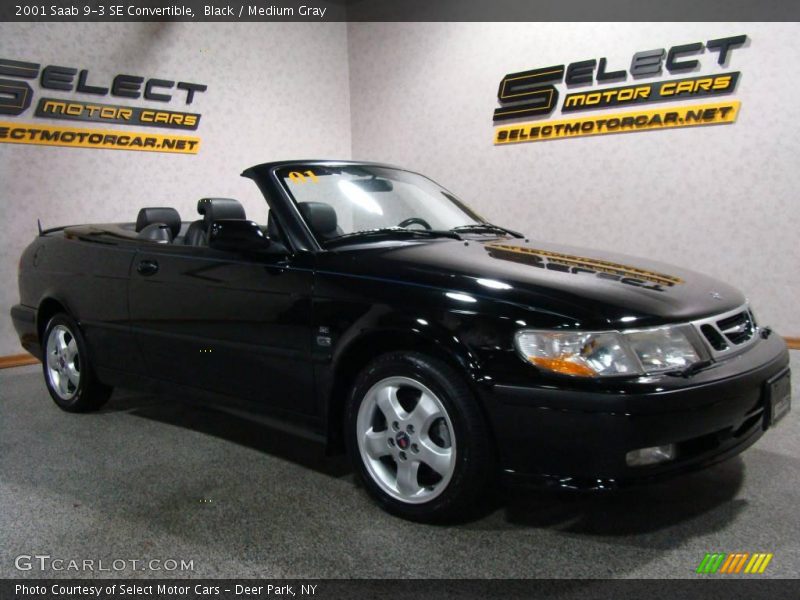 Black / Medium Gray 2001 Saab 9-3 SE Convertible