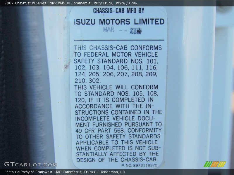 White / Gray 2007 Chevrolet W Series Truck W4500 Commercial Utility Truck